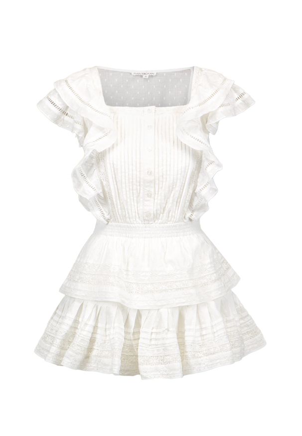 Maia Bergman - Sukienka MAIA BERGMAN NOAH DRESS. Typ kołnierza: dekolt kwadratowy. Materiał: skóra, dresówka, koronka, bawełna. Wzór: koronka, aplikacja. Sezon: lato