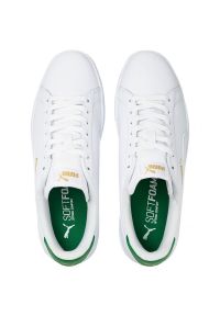Buty Puma Smash v2 L M 365215 36 białe zielone. Okazja: na co dzień. Kolor: biały, zielony, wielokolorowy. Materiał: skóra ekologiczna, materiał, guma. Szerokość cholewki: normalna. Wzór: jodełka #3