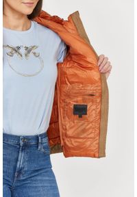 Blauer USA - BLAUER Brązowa puchowa damska kurtka z kapturem Claudia fashion down jacket with hood, Rozmiar S. Typ kołnierza: kaptur. Kolor: brązowy. Materiał: puch #3