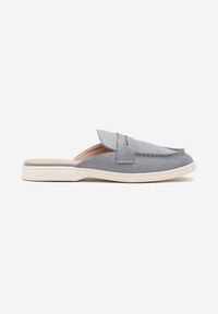 Born2be - Niebieskie Klapki Typu Mule z Przeszyciami Firavone. Okazja: na co dzień. Kolor: niebieski. Materiał: jeans. Sezon: lato. Obcas: na obcasie. Styl: elegancki, casual. Wysokość obcasa: niski #6