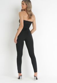 Born2be - Czarny Kombinezon bez Rękawów z Długimi Nogawkami i Materiałowym Paskiem Catarinsa. Kolor: czarny. Materiał: materiał. Długość rękawa: bez rękawów. Długość: długie. Wzór: gładki #2