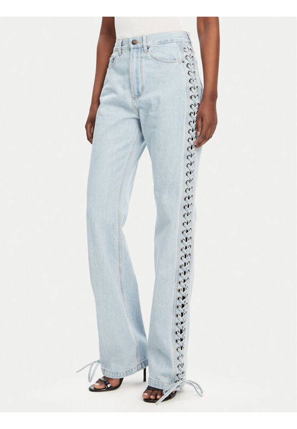 ROTATE Jeansy 1141831468 Niebieski Wide Leg. Kolor: niebieski