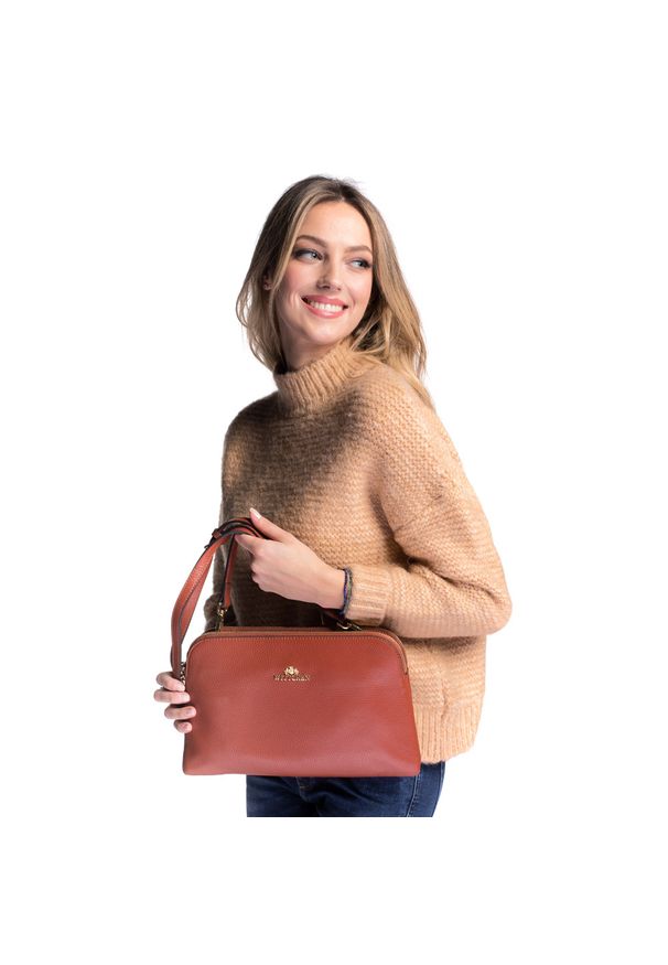 Wittchen - Damska listonoszka ze skóry dwukomorowa mała. Wzór: haft. Dodatki: z haftem. Materiał: skórzane. Styl: wizytowy, elegancki, casual