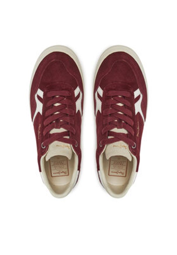 Pepe Jeans Sneakersy PMS31058 Bordowy. Kolor: czerwony. Materiał: skóra, zamsz