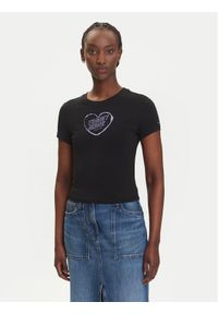 Tommy Jeans T-Shirt Heart DW0DW21390 Czarny Slim Fit. Kolor: czarny. Materiał: bawełna