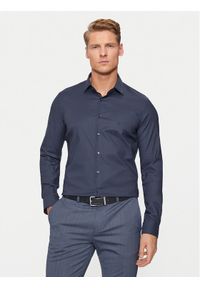 Calvin Klein Koszula K10K113182 Granatowy Slim Fit. Kolor: niebieski. Materiał: bawełna, syntetyk