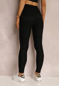 Renee - Czarne Legginsy Ialiris. Kolor: czarny. Materiał: dzianina. Długość: długie. Wzór: aplikacja. Styl: elegancki #5