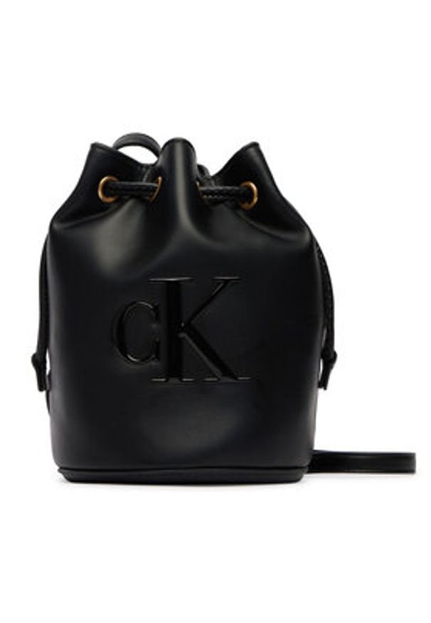 Calvin Klein Torebka Bold Ck Small LV04F3640G Czarny. Kolor: czarny. Materiał: skórzane