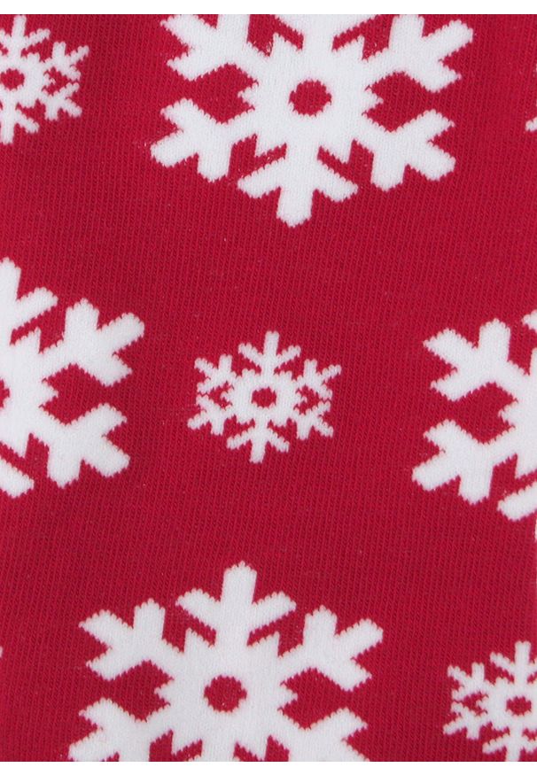His Story - Tematyczne Skarpetki Bawełniane - Świąteczne w Płatki Śniegu. Kolor: czerwony. Materiał: poliamid, bawełna, elastan
