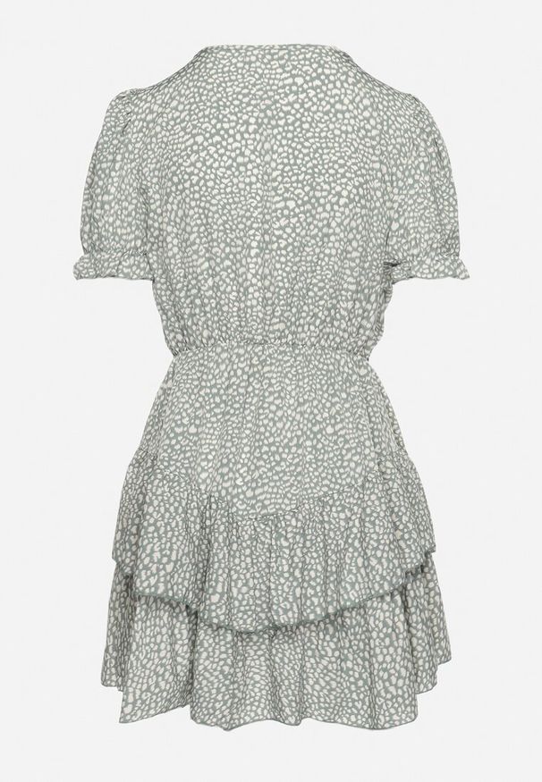 Born2be - Zielona Sukienka z Gumką w Talii z Kopertowym Dekoltem Ianveia. Kolor: zielony. Typ sukienki: kopertowe