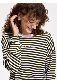 Reserved - Longsleeve w paski - zielony. Kolor: zielony. Materiał: bawełna, dzianina. Długość rękawa: długi rękaw. Wzór: paski