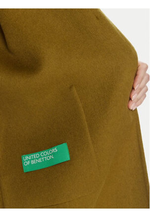 United Colors of Benetton - United Colors Of Benetton Płaszcz wełniany 28F7DN082 Zielony Regular Fit. Kolor: zielony. Materiał: syntetyk