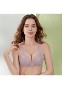 Intica - Biustonosz push-up z koronką zapinany z przodu Lima. Kolor: beżowy. Materiał: koronka. Rodzaj stanika: push-up. Wzór: koronka #4