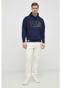 Polo Ralph Lauren bluza męska kolor granatowy z kapturem z aplikacją. Typ kołnierza: kaptur, polo. Kolor: niebieski. Wzór: aplikacja #4
