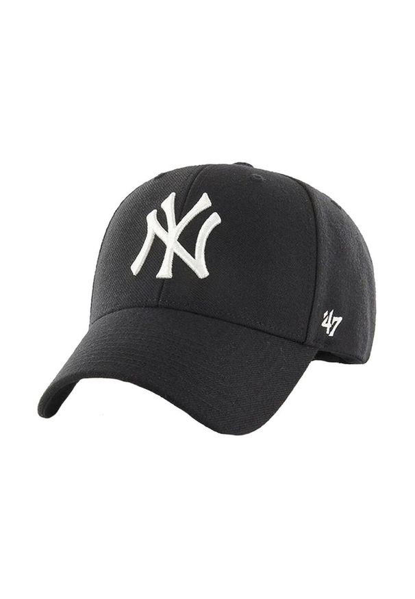 47 Brand - Czapka z daszkiem New York Yankees - Snapback - MVP Woolblend - Regulowana. Kolor: czarny. Wzór: haft