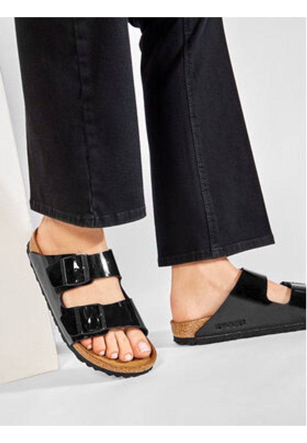 Birkenstock Klapki Arizona Birko-Flor 1005292 Czarny. Kolor: czarny. Materiał: skóra