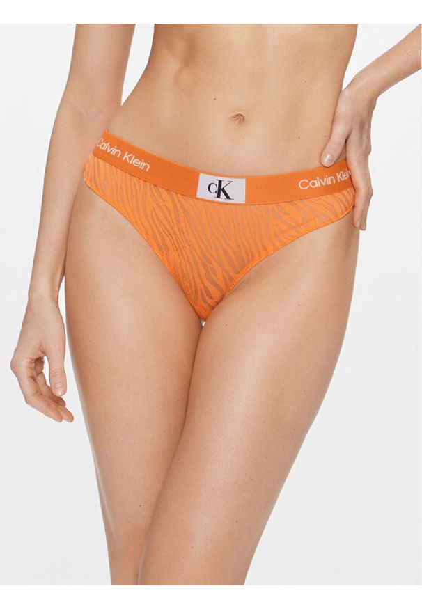 Calvin Klein Underwear Stringi 000QF7378E Pomarańczowy. Kolor: pomarańczowy. Materiał: syntetyk