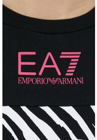 EA7 Emporio Armani sukienka kolor czarny mini prosta. Okazja: na co dzień. Kolor: czarny. Wzór: nadruk. Typ sukienki: proste. Styl: casual. Długość: mini