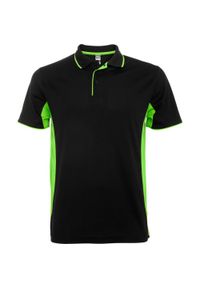 ROLY - Sportowa Koszulka Polo Z Krótkim Rękawem Dla Dorosłych Unisex Montmelo. Typ kołnierza: polo. Kolor: czarny, zielony, wielokolorowy. Długość rękawa: krótki rękaw. Długość: krótkie. Styl: sportowy