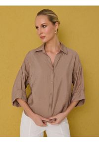 Sinsay - Wiskozowa koszula - beżowy. Kolor: beżowy. Materiał: wiskoza