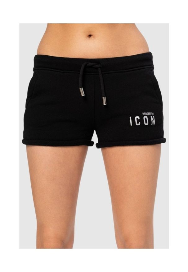 DSQUARED2 Czarne szorty damskie Icon, Rozmiar M. Kolor: czarny. Materiał: bawełna