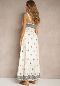 Renee - Czarna Sukienka z Wiskozą o Rozkloszowanym Kroju na Ramiączkach w Boho Print Leaella. Okazja: na co dzień. Typ kołnierza: dekolt kwadratowy. Kolor: czarny. Materiał: wiskoza. Długość rękawa: na ramiączkach. Wzór: nadruk. Typ sukienki: rozkloszowane. Styl: boho