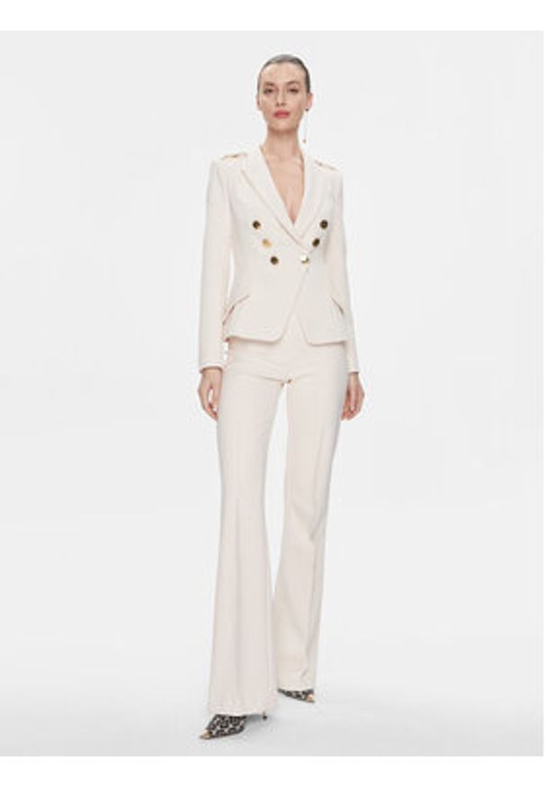 Elisabetta Franchi Spodnie materiałowe PA-T15-41E2 Écru Regular Fit. Materiał: materiał, syntetyk