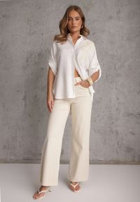 Renee - Biała Nietoperzowa Koszula z Wiskozy z Podpinanymi Rękawami i Haftem Adreaneh. Okazja: na co dzień. Kolor: biały. Materiał: wiskoza. Wzór: haft. Sezon: lato. Styl: boho, casual #4