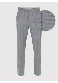 Pako Lorente - PAKO LORENTE – Szare spodnie garniturowe w kratę Windowpane. Kolor: szary. Materiał: poliester, elastan, wiskoza