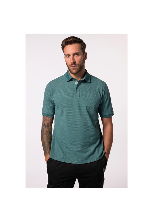 JAY-PI - Męska Koszulka polo golf rękaw 1/2 QuickDry drobny wzór do rozm. 7XL. Typ kołnierza: polo, golf. Kolekcja: plus size. Kolor: zielony. Materiał: materiał, poliester, bawełna. Styl: sportowy