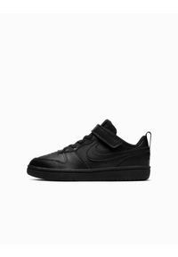 Buty Sportowe Dziecięce Nike Court Borough Low 2 Psv. Okazja: na co dzień. Zapięcie: rzepy. Kolor: czarny. Materiał: skóra. Model: Nike Court. Sport: turystyka piesza