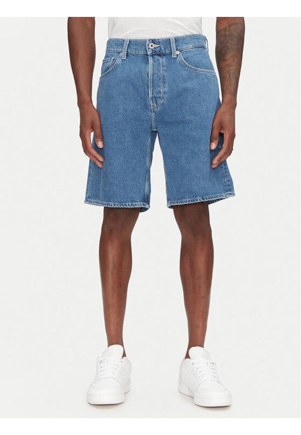 Pepe Jeans Szorty jeansowe PM801176 Niebieski Loose Fit. Kolor: niebieski. Materiał: bawełna