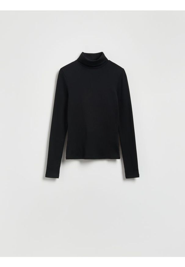 Reserved - Bawełniany golf - czarny. Typ kołnierza: golf. Kolor: czarny. Materiał: bawełna