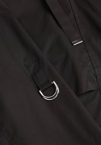 Born2be - Czarna Kurtka w Stylu Parki z Odpinanym Kapturem i Sznurkami Enang. Okazja: na spacer. Kolor: czarny. Materiał: prążkowany, jeans #9