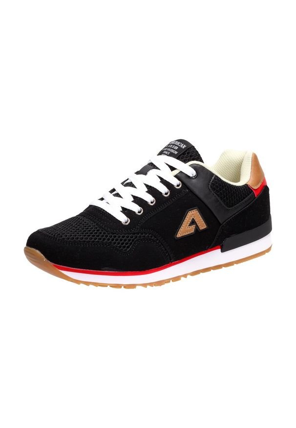 American Club - Sportowe buty męskie AMERICAN CLUB FH01/20 BK. Kolor: czarny. Materiał: nubuk, tkanina