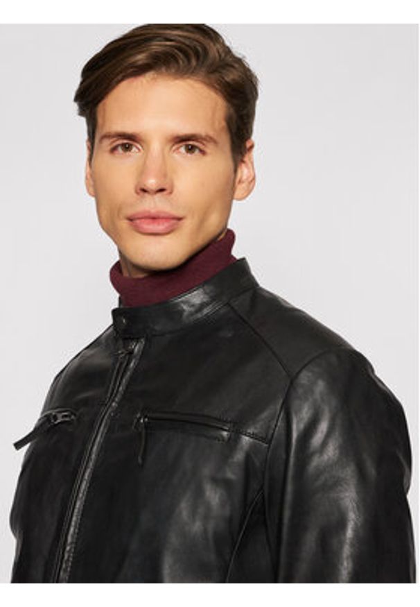 Serge Pariente Kurtka skórzana Tonic Czarny Regular Fit. Kolor: czarny. Materiał: skóra