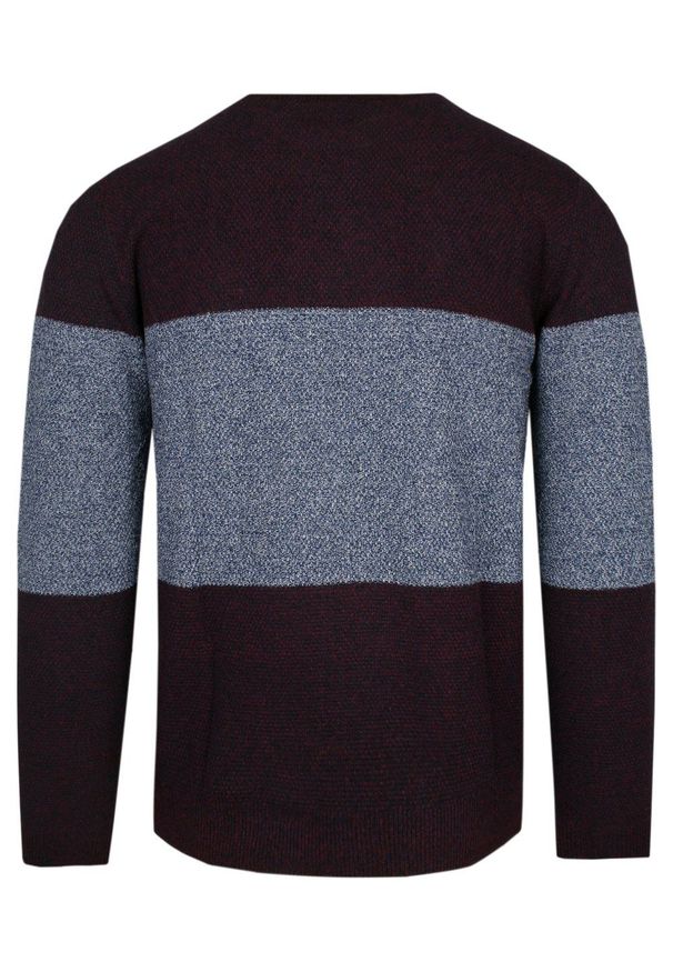 Męski Sweter z Dzianiny Bawełnianej - Colosseo - Melanż Bordo i Niebieski. Okazja: na spotkanie biznesowe, na co dzień. Kolor: wielokolorowy. Materiał: bawełna. Wzór: melanż. Styl: biznesowy, elegancki, casual