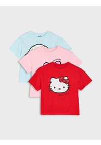 Sinsay - Bawełniana koszulka z krótkim rękawem Hello Kitty - wielobarwny. Materiał: bawełna. Długość rękawa: krótki rękaw. Długość: krótkie. Wzór: motyw z bajki #1