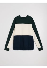 Sinsay - Bluza crewneck color-block - zielony. Kolor: zielony