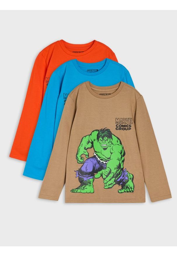 Sinsay - Bawełniana koszulka z nadrukiem 3 pack Marvel - wielobarwny. Materiał: bawełna. Wzór: nadruk, motyw z bajki
