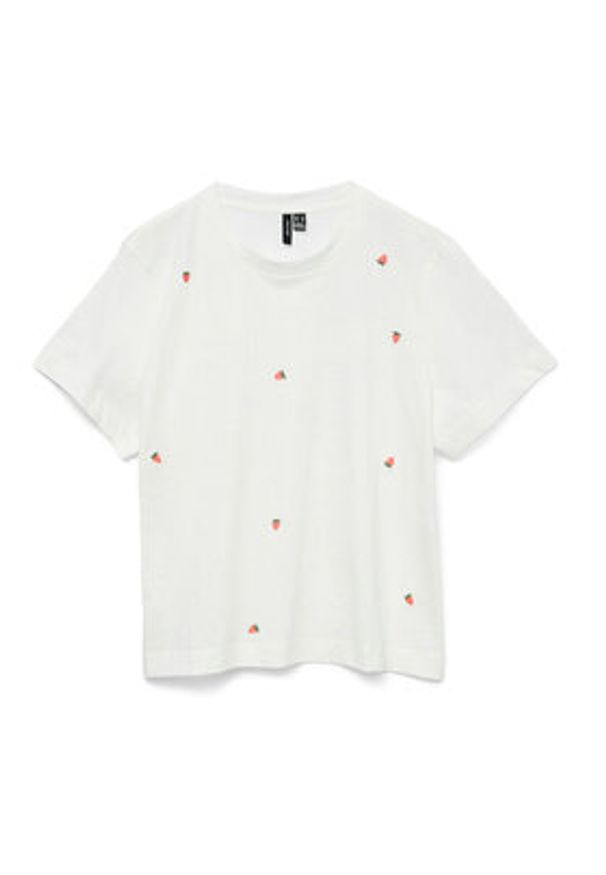 Vero Moda T-Shirt Solvei 10325318 Biały Regular Fit. Kolor: biały. Materiał: bawełna