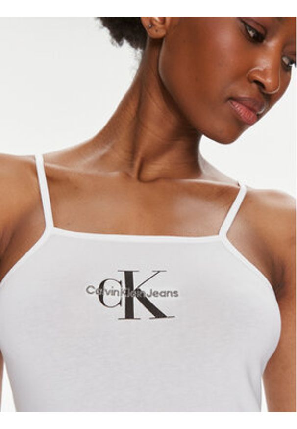 Calvin Klein Jeans Body Monologo J20J223421 Biały Slim Fit. Kolor: biały. Materiał: bawełna