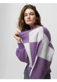 outhorn - Sweter o kroju boxy damski - kolorowy. Materiał: poliester, prążkowany, poliamid, materiał, akryl, dzianina. Wzór: kolorowy #1