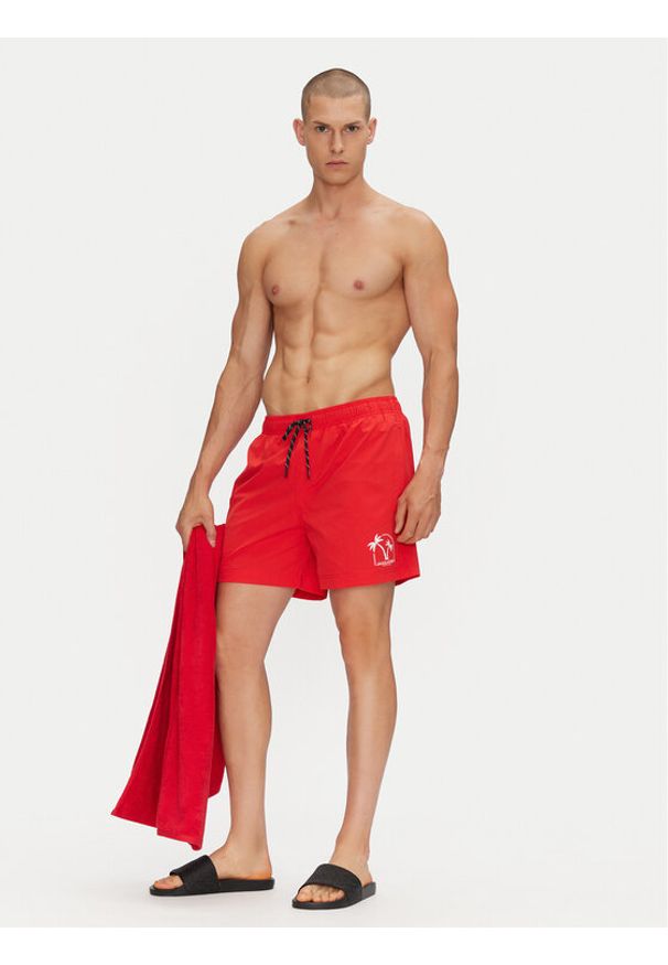 Jack & Jones - Jack&Jones Szorty kąpielowe Maui 12278729 Czerwony Regular Fit. Kolor: czerwony