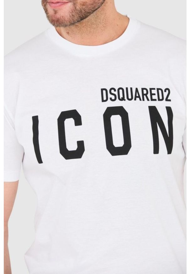DSQUARED2 Biały t-shirt męski z dużym logo icon. Kolor: biały