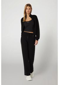 Guess - GUESS Czarna bluza damska z lampasami New Allie Scuba, Rozmiar S. Kolor: czarny. Materiał: materiał #2