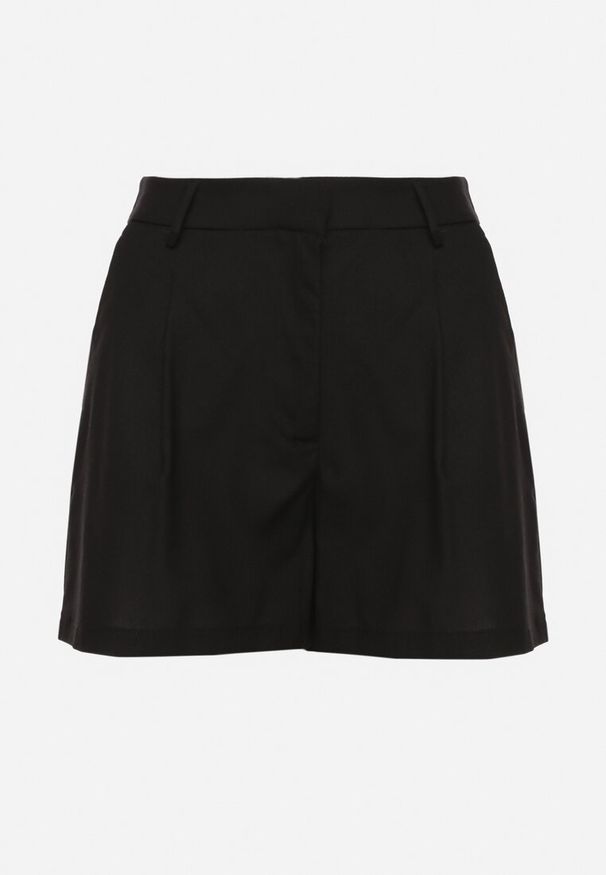 Born2be - Czarne Klasyczne Szorty z Bawełną i Wysokim Stanem Sepellira. Okazja: na co dzień. Stan: podwyższony. Kolor: czarny. Materiał: bawełna. Długość: krótkie. Sezon: lato. Styl: klasyczny