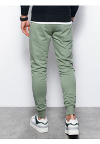 Ombre Clothing - Spodnie męskie dresowe joggery - zielone V3 P948 - XXL. Kolor: zielony. Materiał: dresówka #5