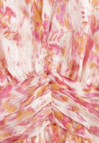 Born2be - Różowa Rozkloszowana Sukienka z Krótkim Rękawem i Marszczeniami oraz Falbankami Ellajane. Okazja: na imprezę. Typ kołnierza: kołnierz z falbankami. Kolor: różowy. Materiał: jeans. Długość rękawa: krótki rękaw. Styl: elegancki #7