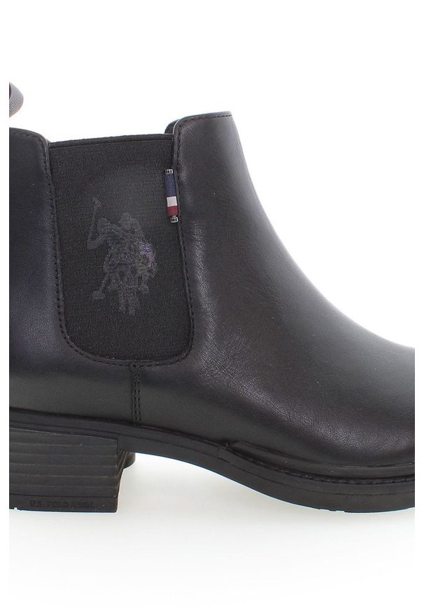U.S. Polo Assn. - Sztyblety skórzane. Nosek buta: okrągły. Kolor: czarny. Materiał: skóra. Obcas: na obcasie. Wysokość obcasa: niski